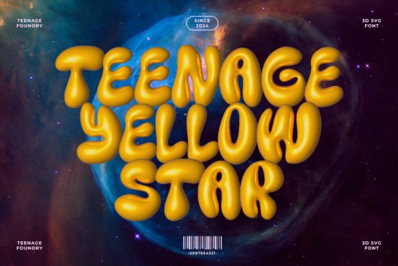 Teenage Yellow Star: A 3D Font for Bold, Modern Creations